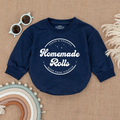 Retro Homemade Rolls Baby Romper Funny Thanksgiving Day Bodysuit Vintage Organic Fall Toddler Sweater Kids Clothes Baby Shower Gift