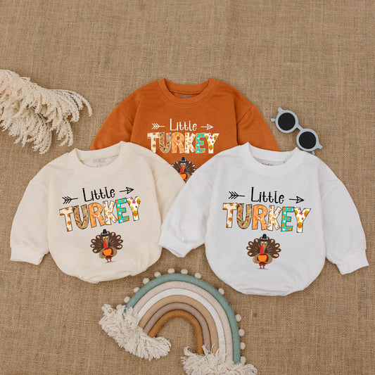 Thanksgiving Baby Romper, First Turkey Outfit, Pumpkin Bodysuit Gift