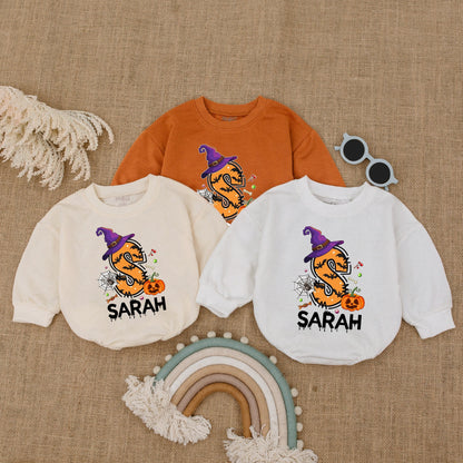 Personalized First Halloween Bodysuit, Baby Fall Pumpkin Romper