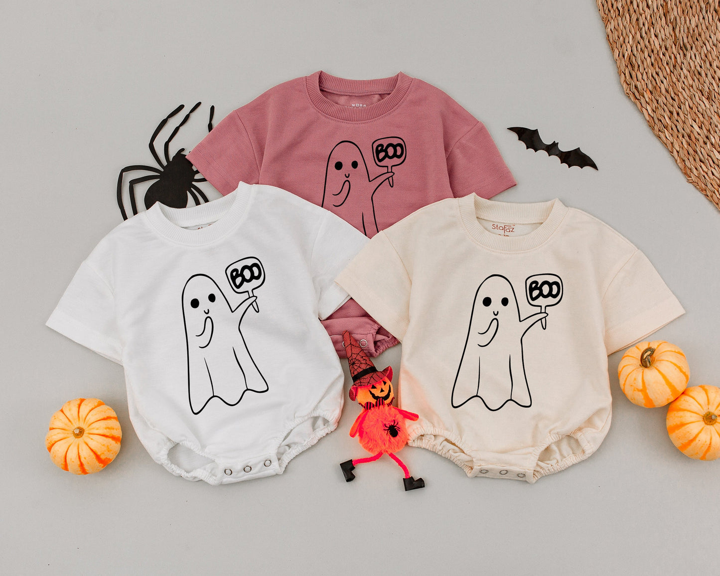 Vintage Ghost Halloween Romper, My First Boo Outfit for Babies