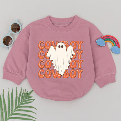 Baby's First Halloween Cowboy Ghost Romper - Newborn Gift Outfit