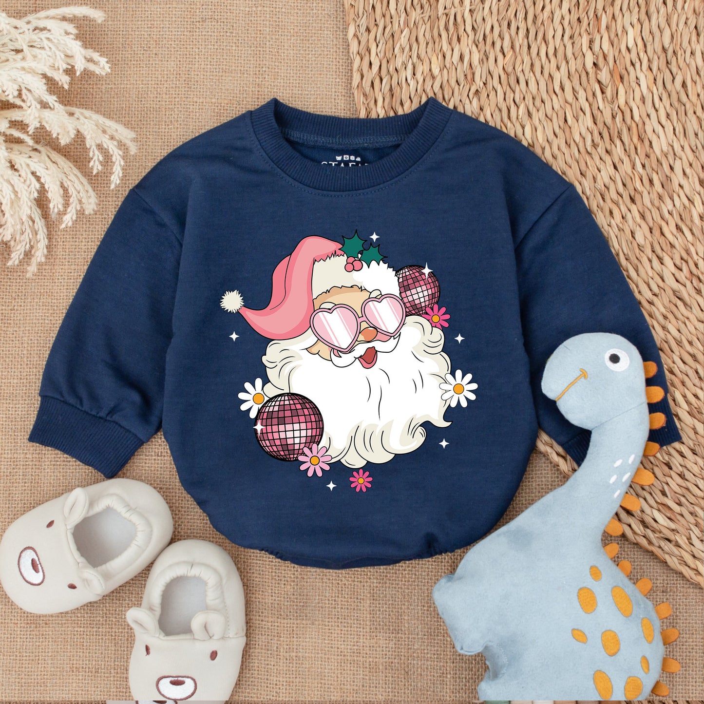 Vintage Santa Baby Romper - "My First Christmas" Cozy Bodysuit