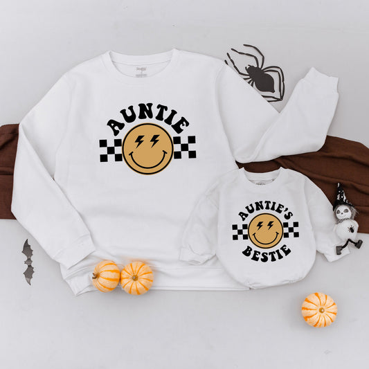 Personalized Matching Auntie Bestie Sweatshirts with Cute Kid Shirt perfect Baby Shower Gift or Aunt Nephew Niece Family Outfit Soft Comfortable