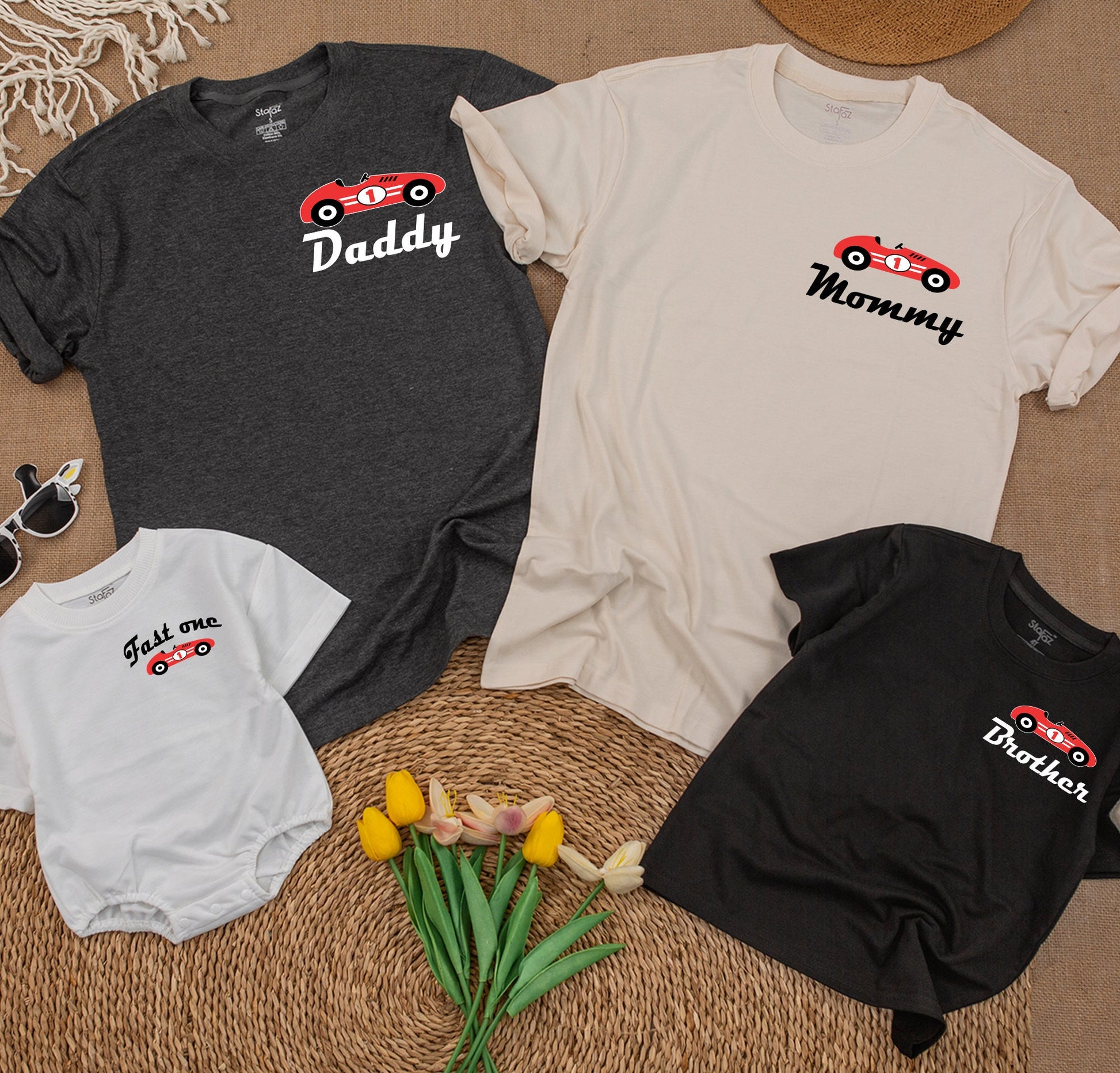 Race Car Family Birthday Shirts, Fast 1st Race Car Theme Outfit