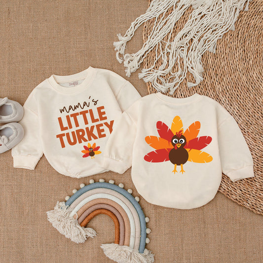 Mama's Turkey Baby Romper Adorable Thanksgiving Infant Outfit Perfect Baby Girl Clothes for Baby Shower Gift First Thanksgiving Rolls Bodysuit