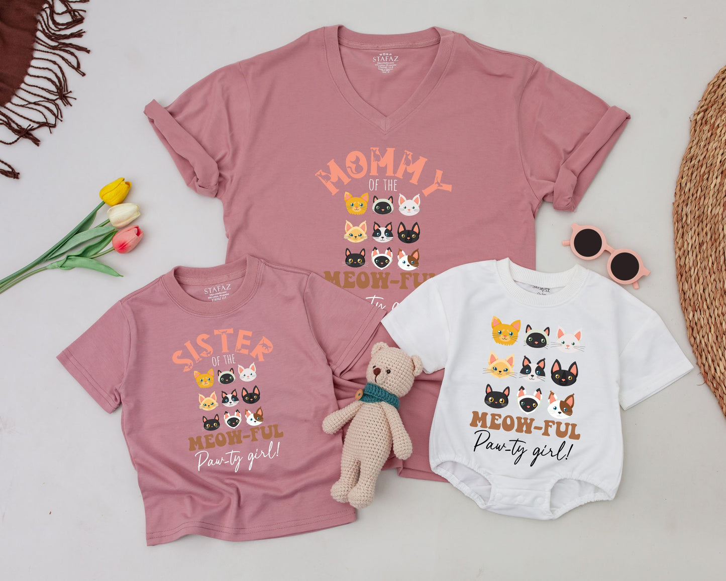 Cat Birthday Party Tees, Matching Family & Mommy and Me Outfits