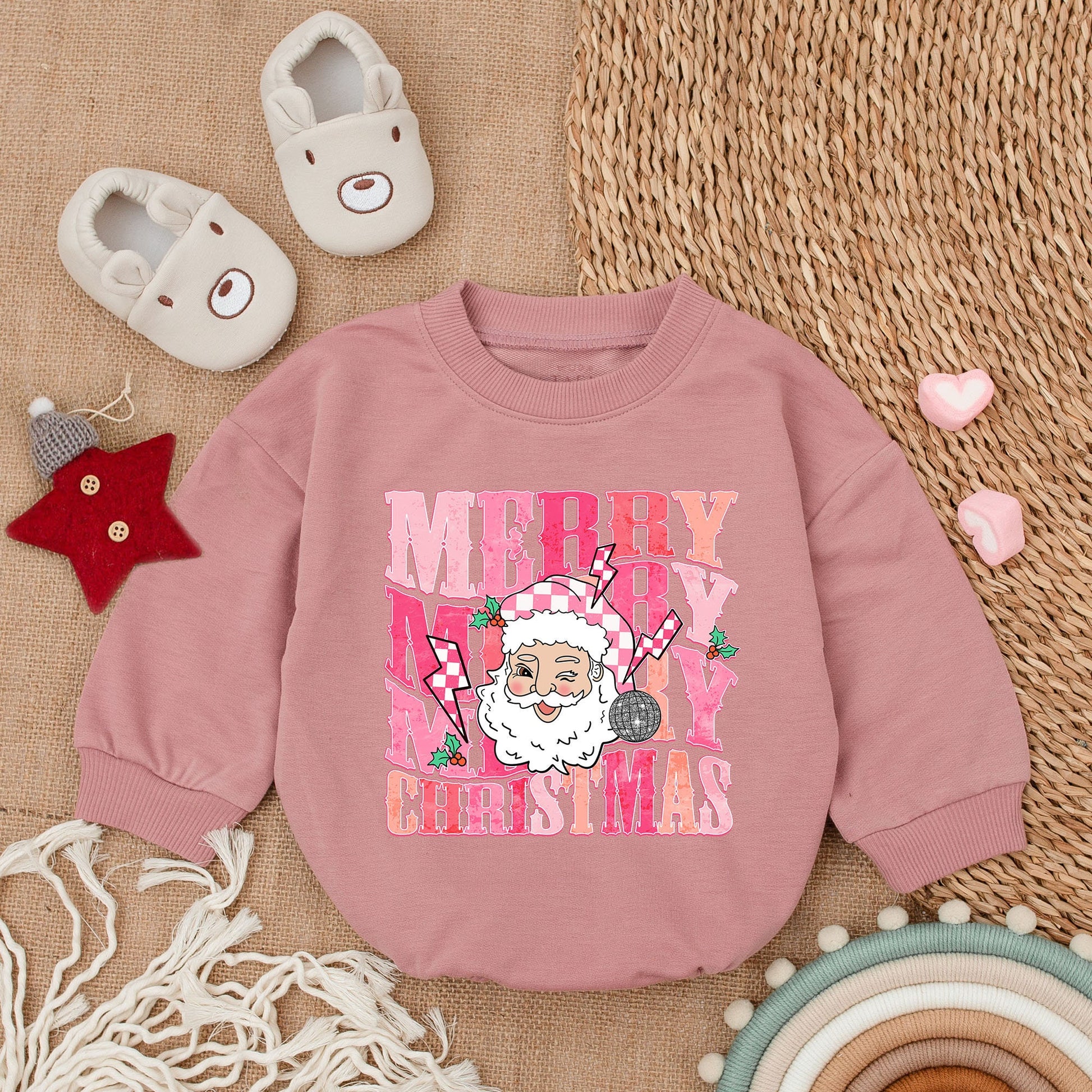 Santa Baby Oversized Romper – My First Christmas Bodysuit Outfit