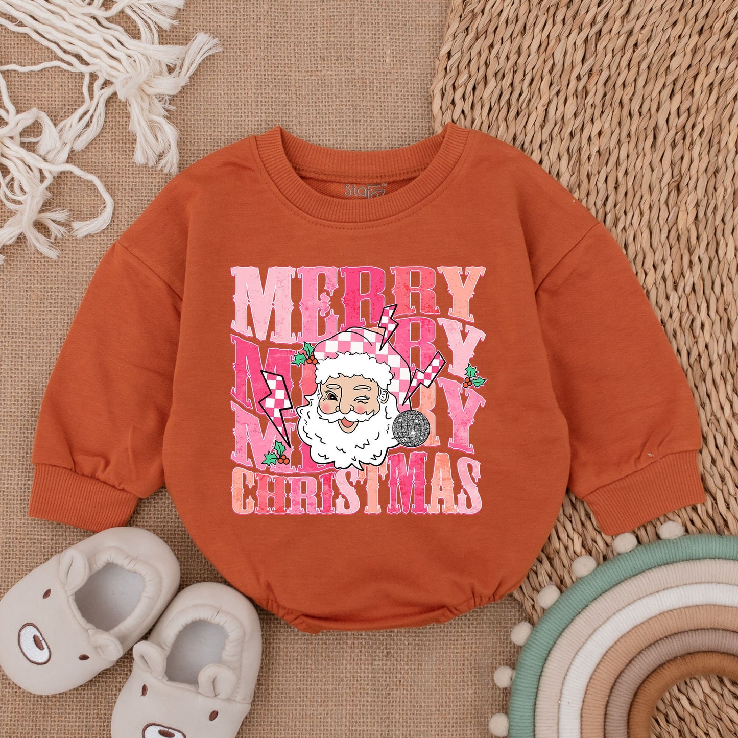 Santa Baby Oversized Romper – My First Christmas Bodysuit Outfit