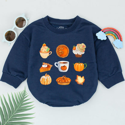 Vintage Pumpkin Spice Baby Romper – Perfect Fall or Halloween Outfit