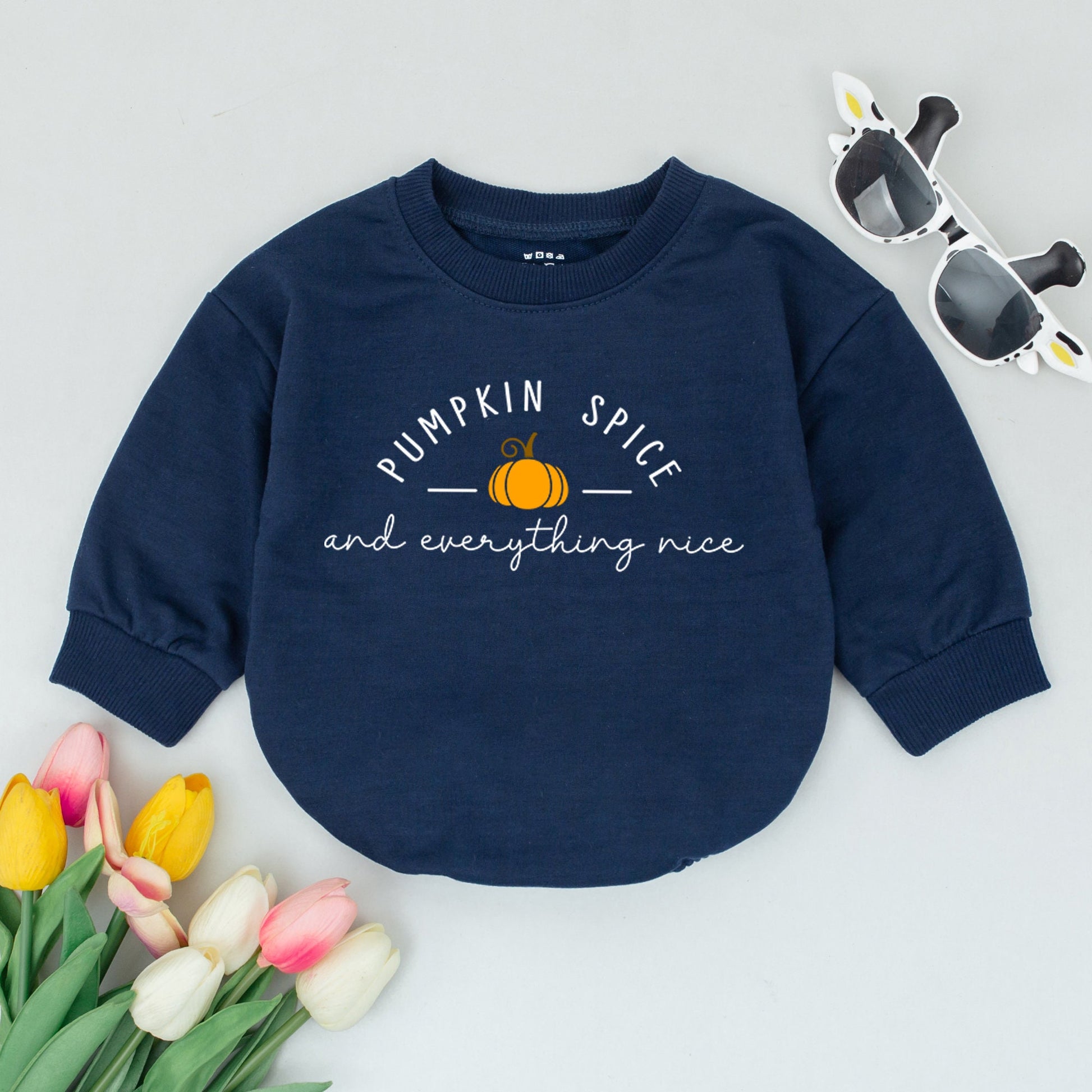 Retro Thanksgiving Baby Girl Pumpkin Spice Romper Cozy Warm Sweat Suit Adorable Fall Toddler Outfit