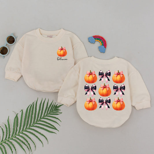 Personalized Pumpkin Romper for Baby Girls - Fall & Halloween Outfit
