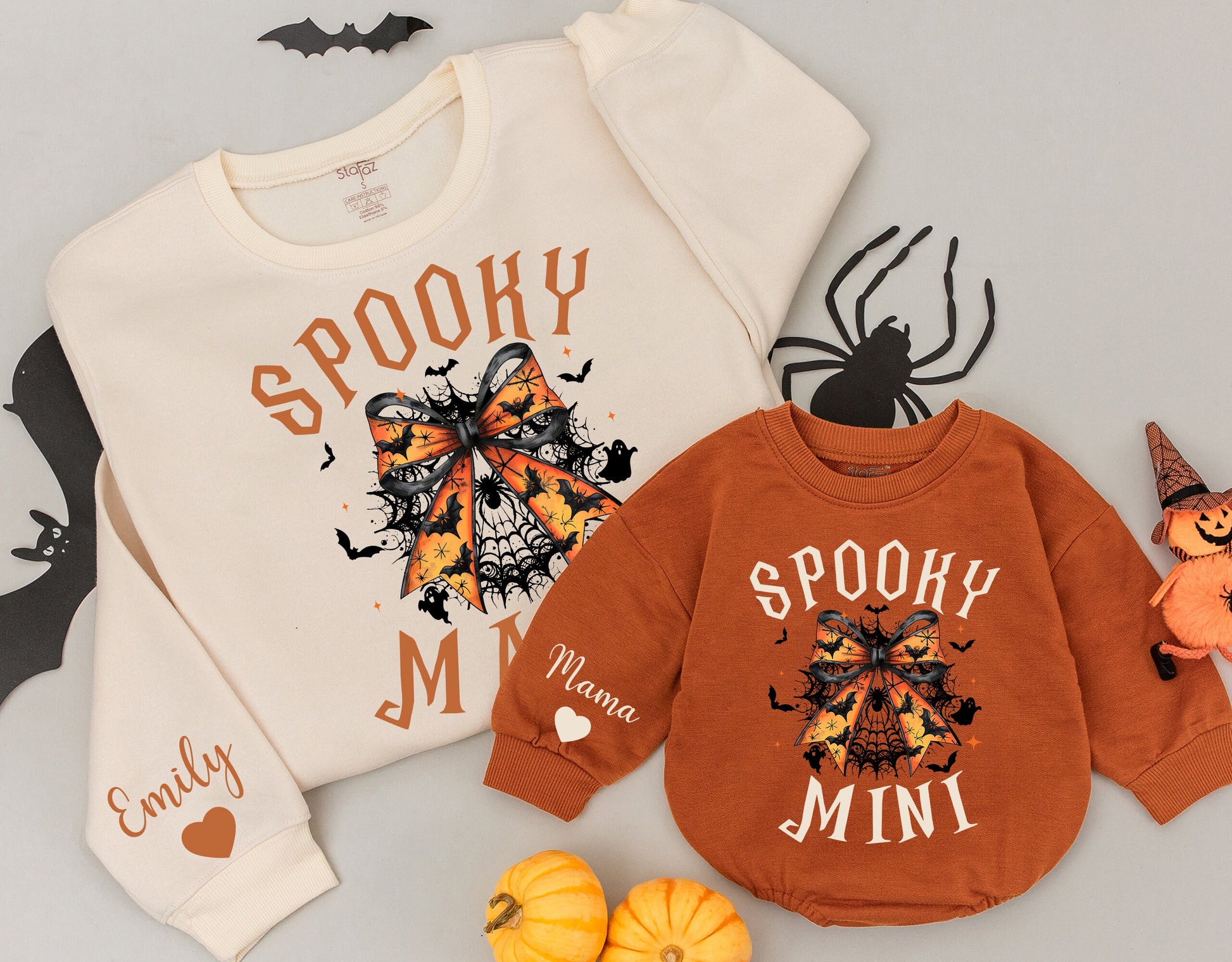 Cute Matching Halloween Sweatshirts for Mom and Baby – Retro Style