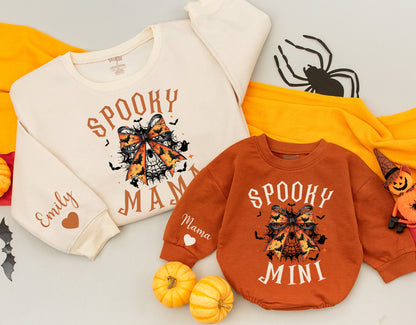 Cute Matching Halloween Sweatshirts for Mom and Baby – Retro Style