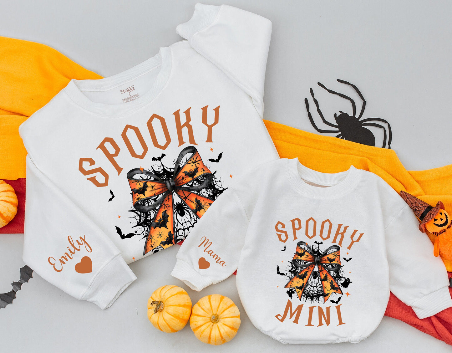 Cute Matching Halloween Sweatshirts for Mom and Baby – Retro Style