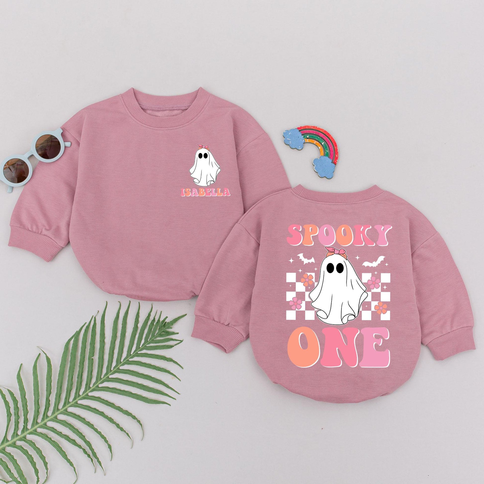 Cute Ghost "Spooky One" Romper for Baby Girls First Halloween Outfit Personalized Baby Shower Gift Spooky Season Clothes