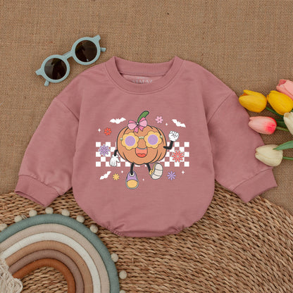 Retro Groovy Halloween Baby Romper – Cute Fall Baby Shower Gift  