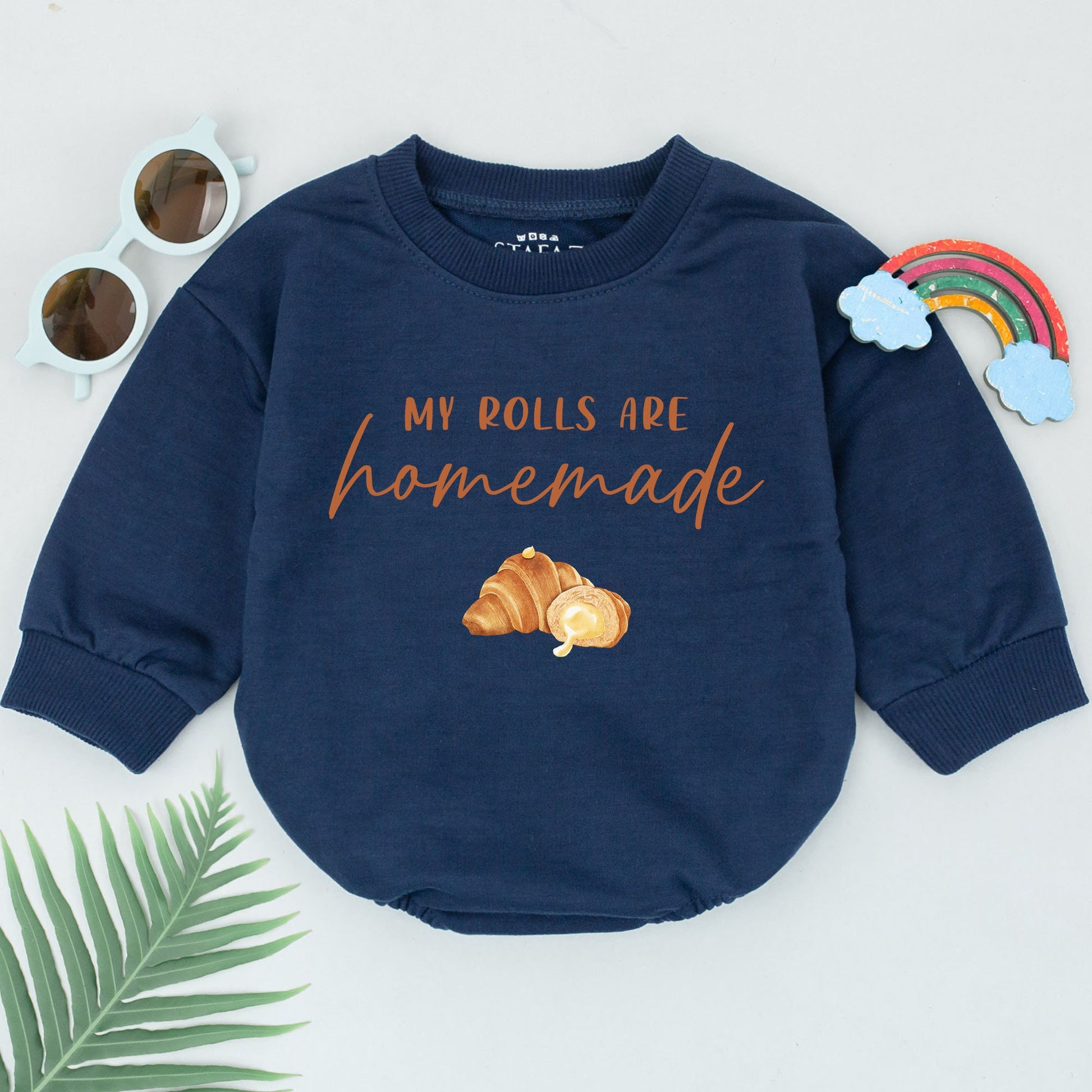 My Rolls Are Homemade Romper Cute Croissant Baby Bodysuit Retro Fall Autumn Thanksgiving Day Shower Gift
