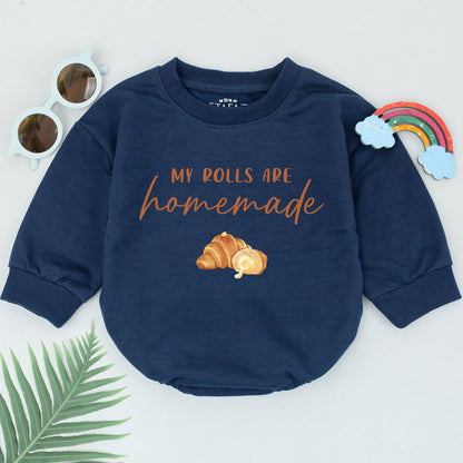 My Rolls Are Homemade Romper Cute Croissant Baby Bodysuit Retro Fall Autumn Thanksgiving Day Shower Gift