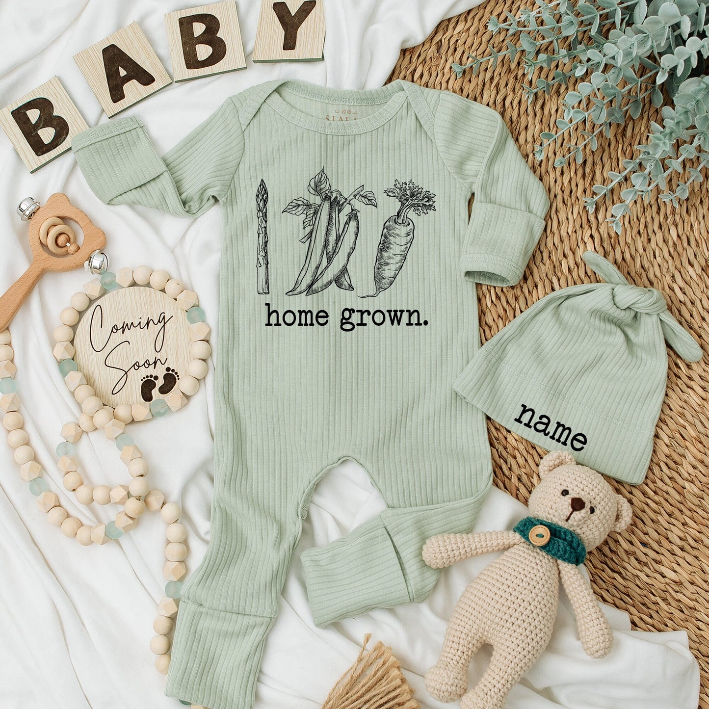 Natural Baby Bodysuit Set - Cute Shower Gift & Gender Neutral Outfit