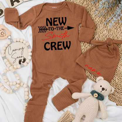 New to the Crew: Personalized Baby Bodysuit Set & Announcement Gift
