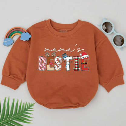 Mommy's Bestie Xmas Romper, Newborn Holiday Outfit, Baby Shower Gift