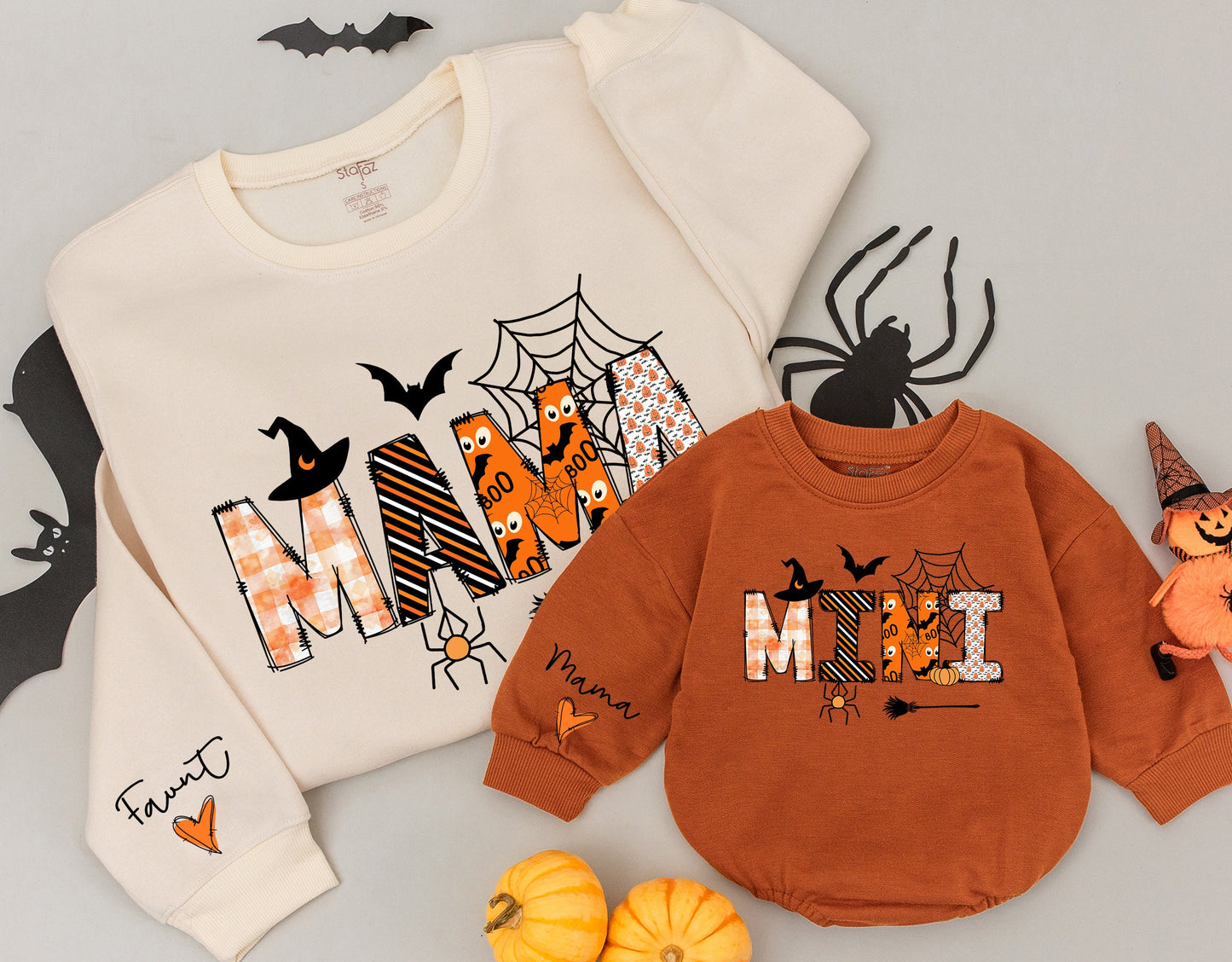 Matching Halloween Sweatshirts & Rompers for Mom and Baby