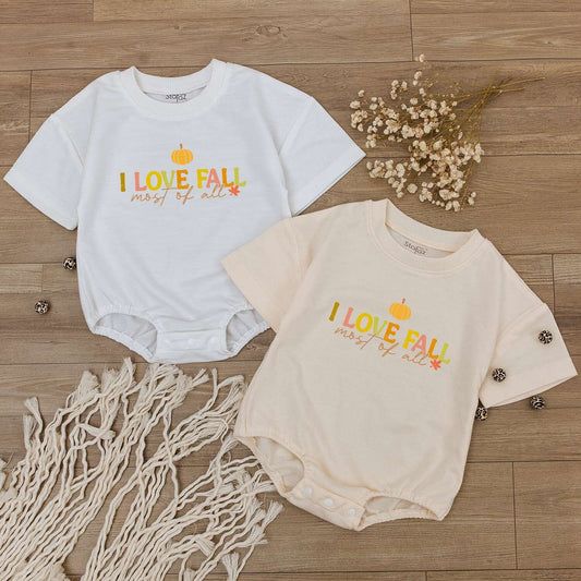 Cozy Autumn Baby Romper & Toddler Tee – Perfect for Pumpkin Season