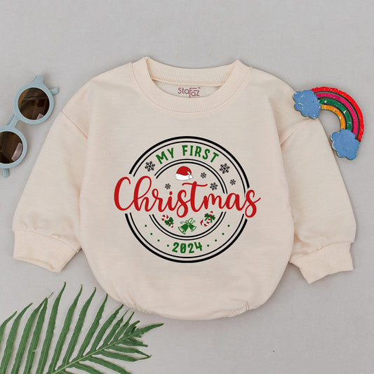 Newborn Christmas Romper for Girls, Personalized Baby Shower Gift