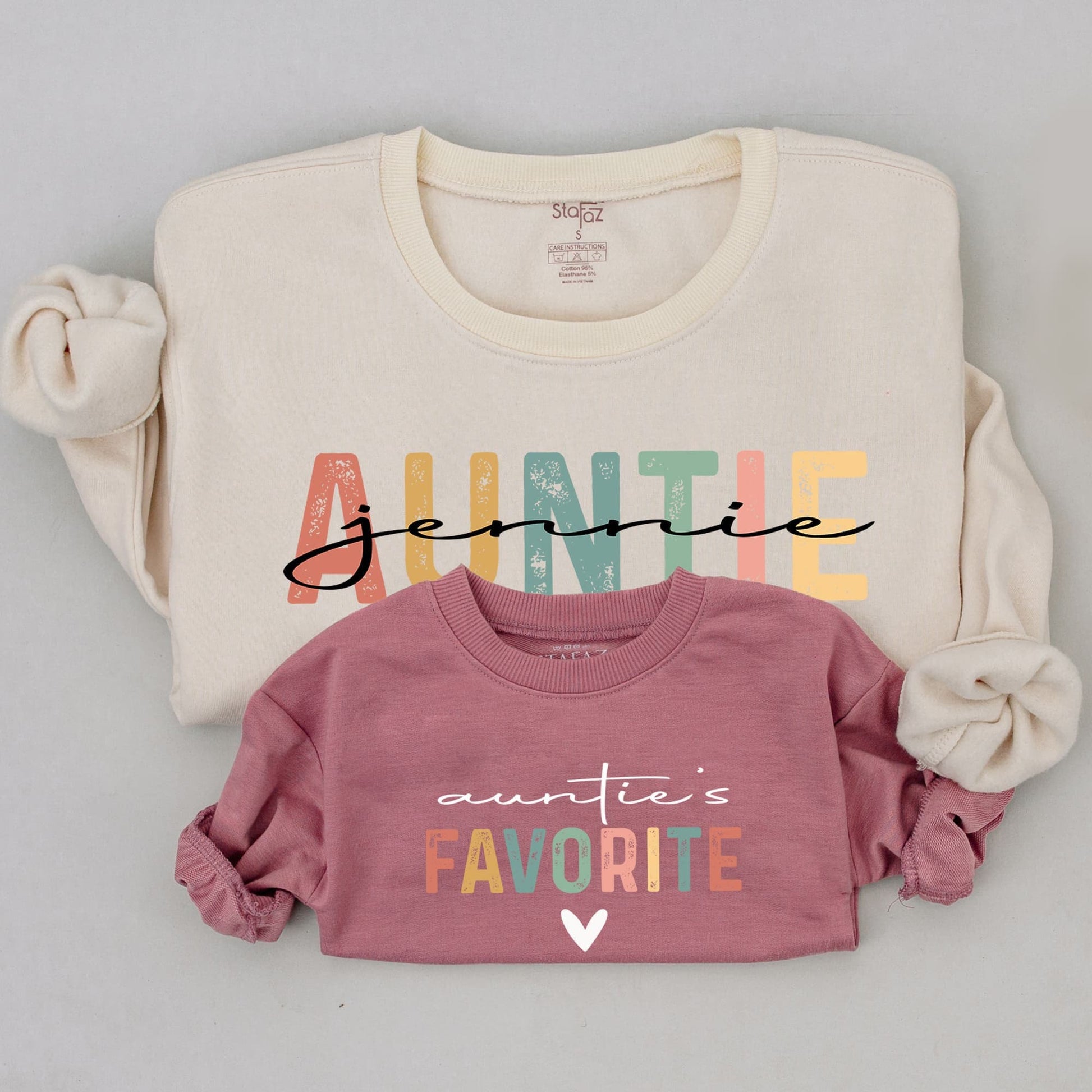 Custom Aunt Sweatshirt Set: Niece & Nephew Matching Crewnecks