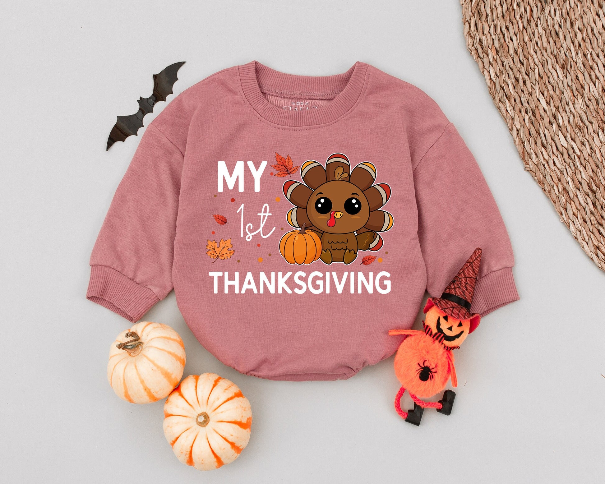 My First Thanksgiving Baby Romper with Adorable Little Turkey Design Newborn Boy Outfit Fall Baby Shower Gift Comfortable Bodysuit