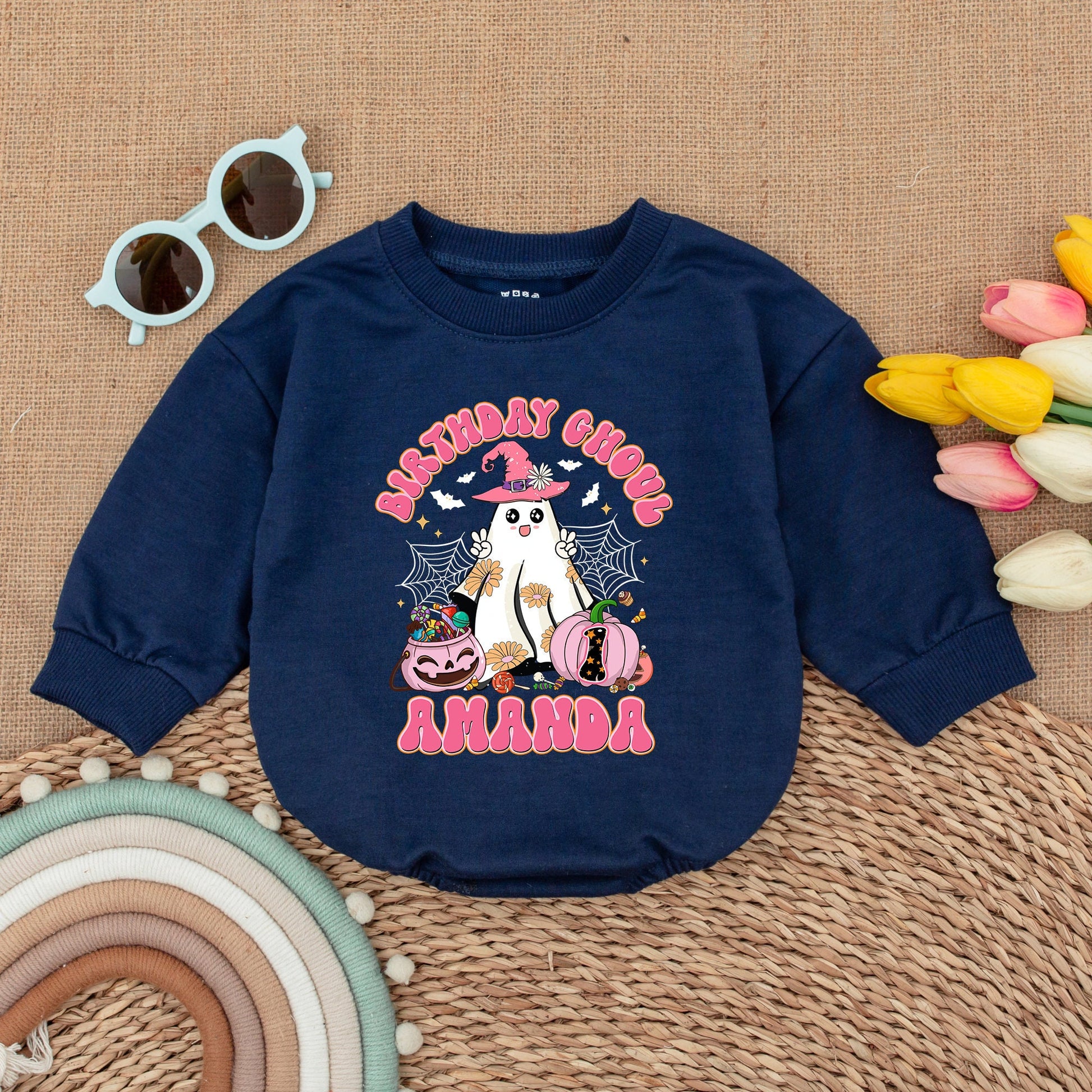 Groovy Ghoul Halloween Romper: 1st Birthday Baby Girl Outfit