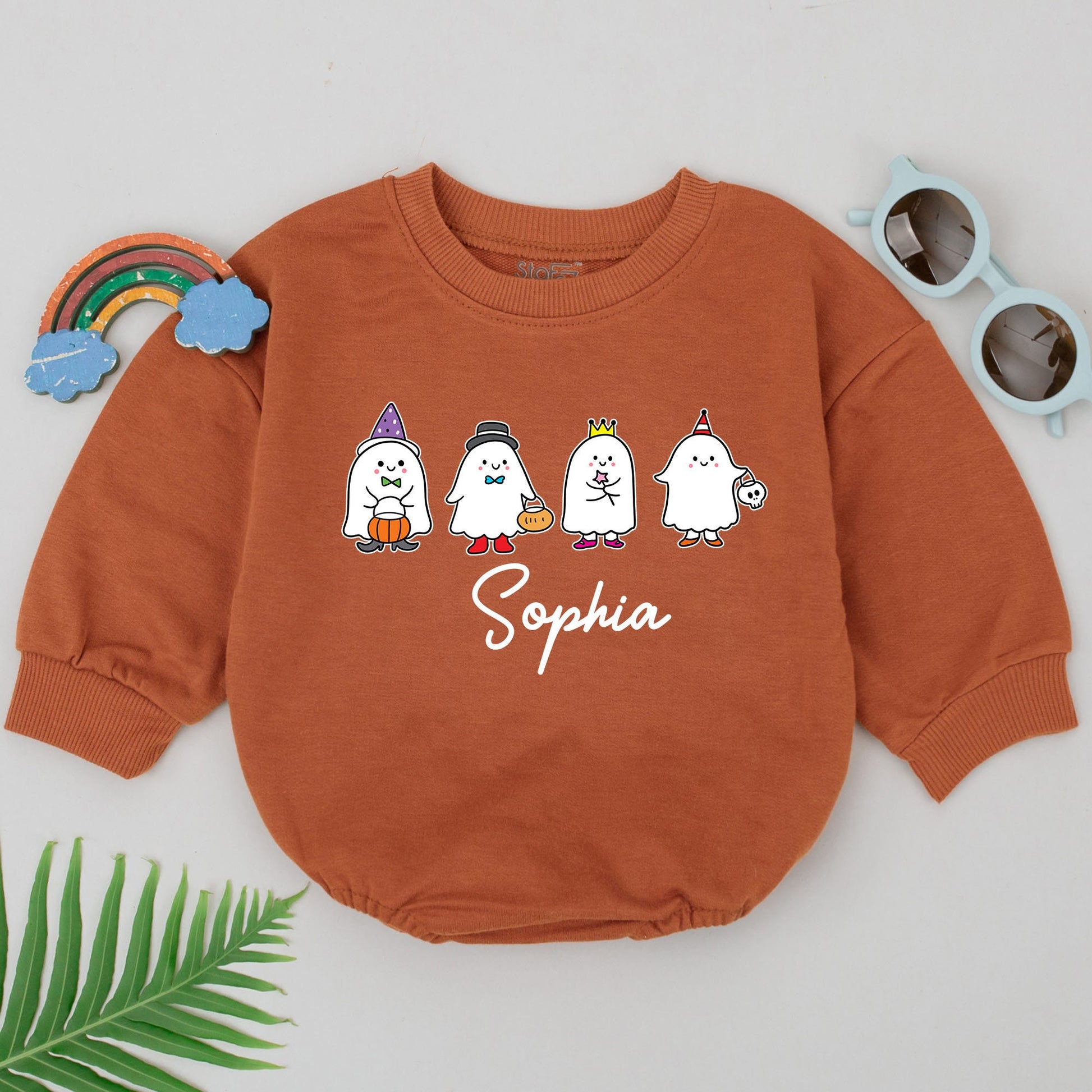 Cute Baby Ghost Romper Personalised Sophia First Halloween Spooky Season Outfit Newborn Girl Boy Gift Idea