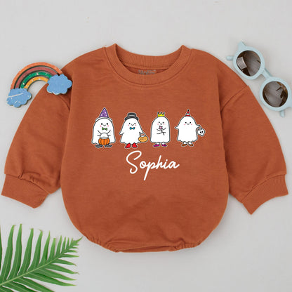 Cute Baby Ghost Romper Personalised Sophia First Halloween Spooky Season Outfit Newborn Girl Boy Gift Idea