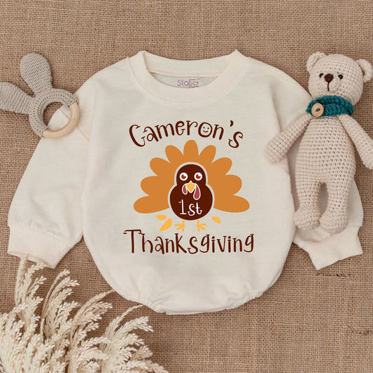 1st Thanksgiving Bubble Romper – Fall Turkey Bodysuit Baby Gift