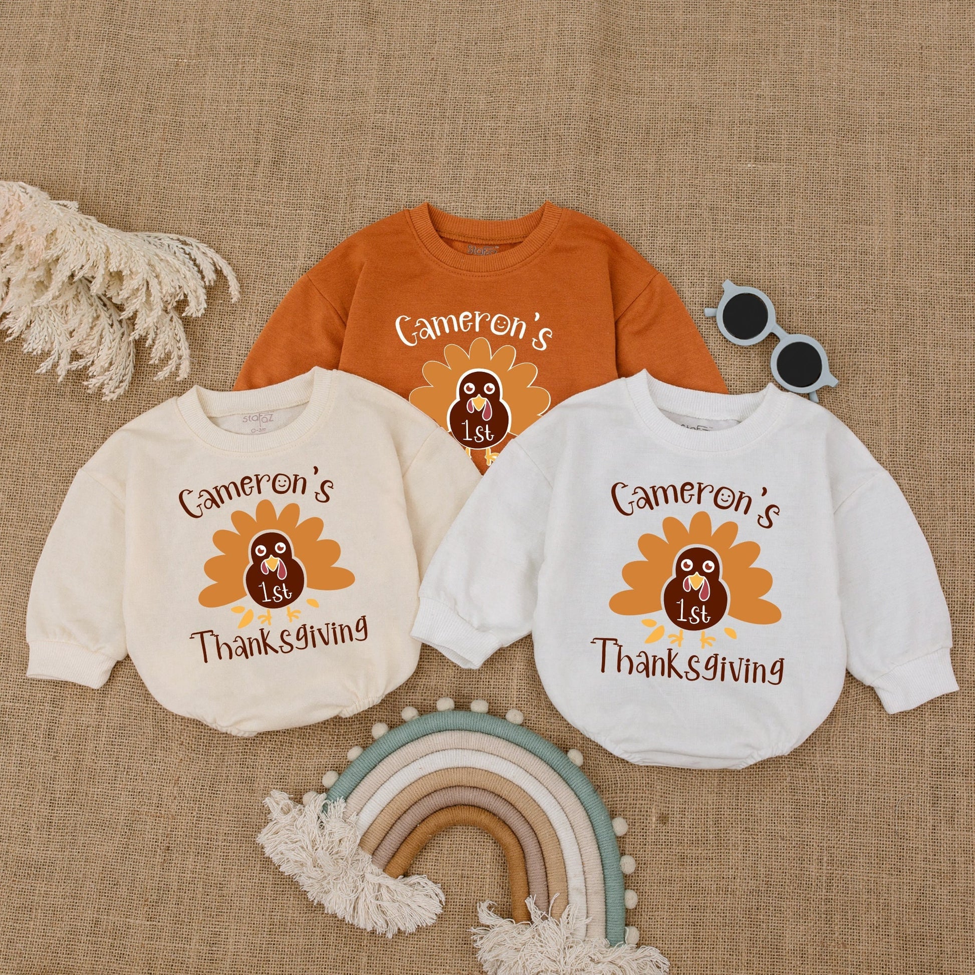 1st Thanksgiving Bubble Romper – Fall Turkey Bodysuit Baby Gift