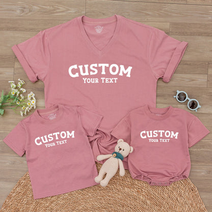 Personalized Baby Romper & Toddler Tee - Custom Text Family Outfits