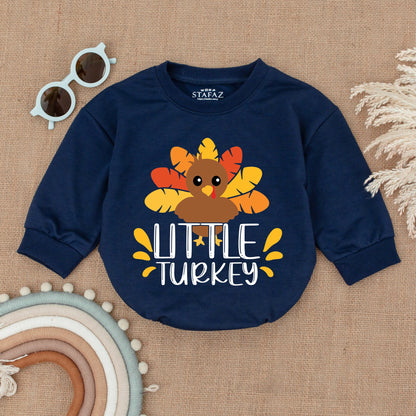 Cute Little Turkey Retro Natural Baby Romper Thanksgiving Bodysuit Bright Feather Design Autumn Kids Baby Shower Gift