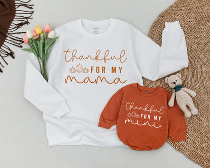 Matching Thanksgiving Sweatshirts for Mom and Baby – Retro Style