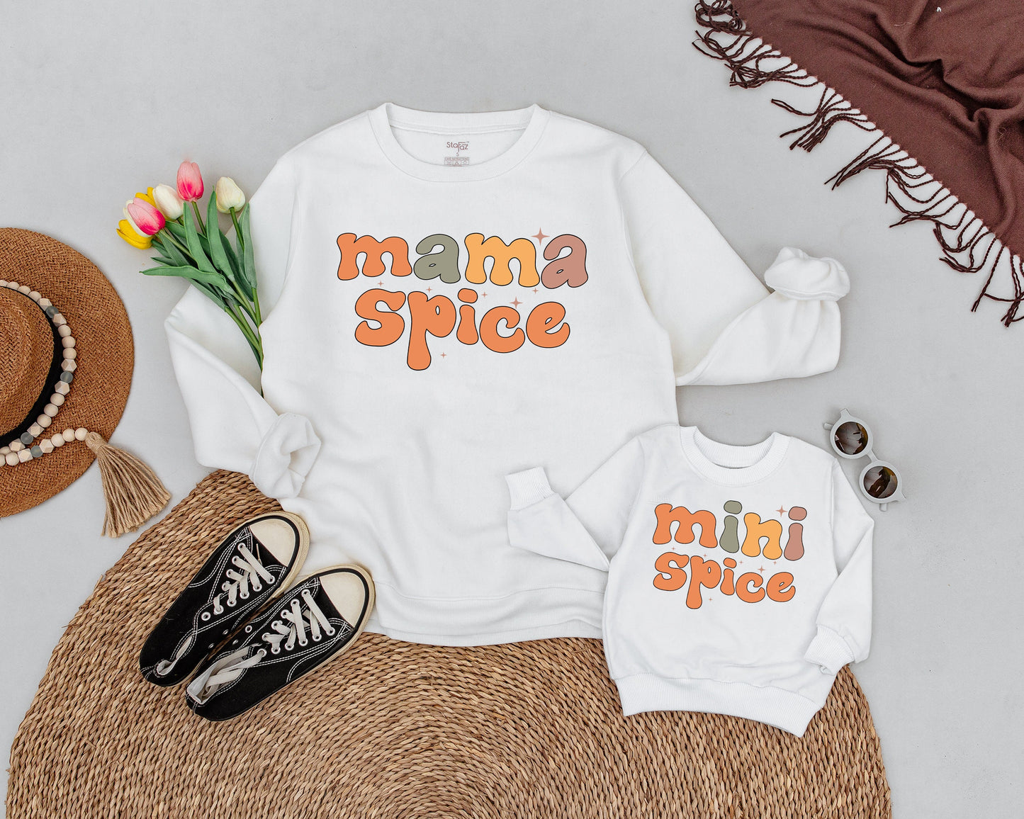 Matching Mama & Mini Pumpkin Spice Retro Fall Halloween Sweaters