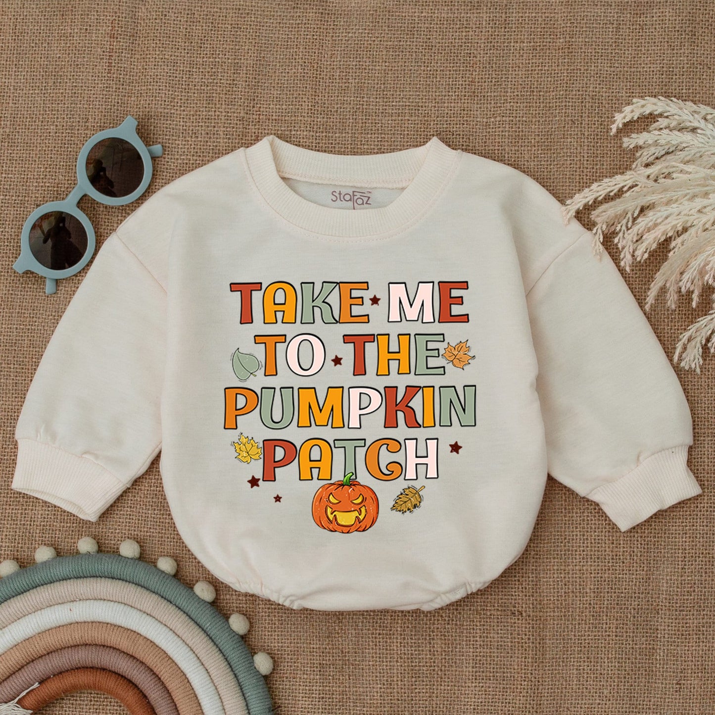 Autumn Pumpkin Patch Romper for Baby's First Thanksgiving Outfit