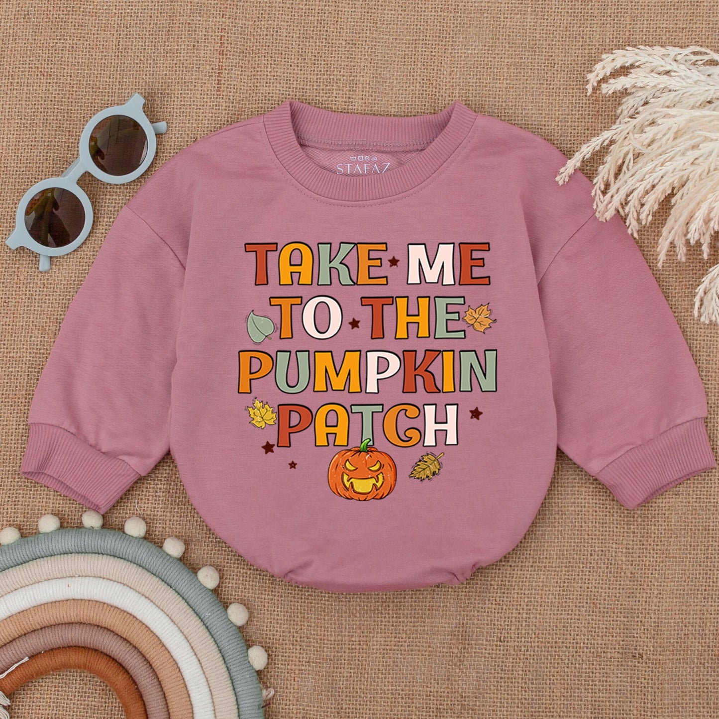 Autumn Pumpkin Patch Romper for Baby's First Thanksgiving Outfit