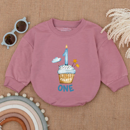 First Birthday Outfit Romper, Personalized Cupcake Baby Clothes  