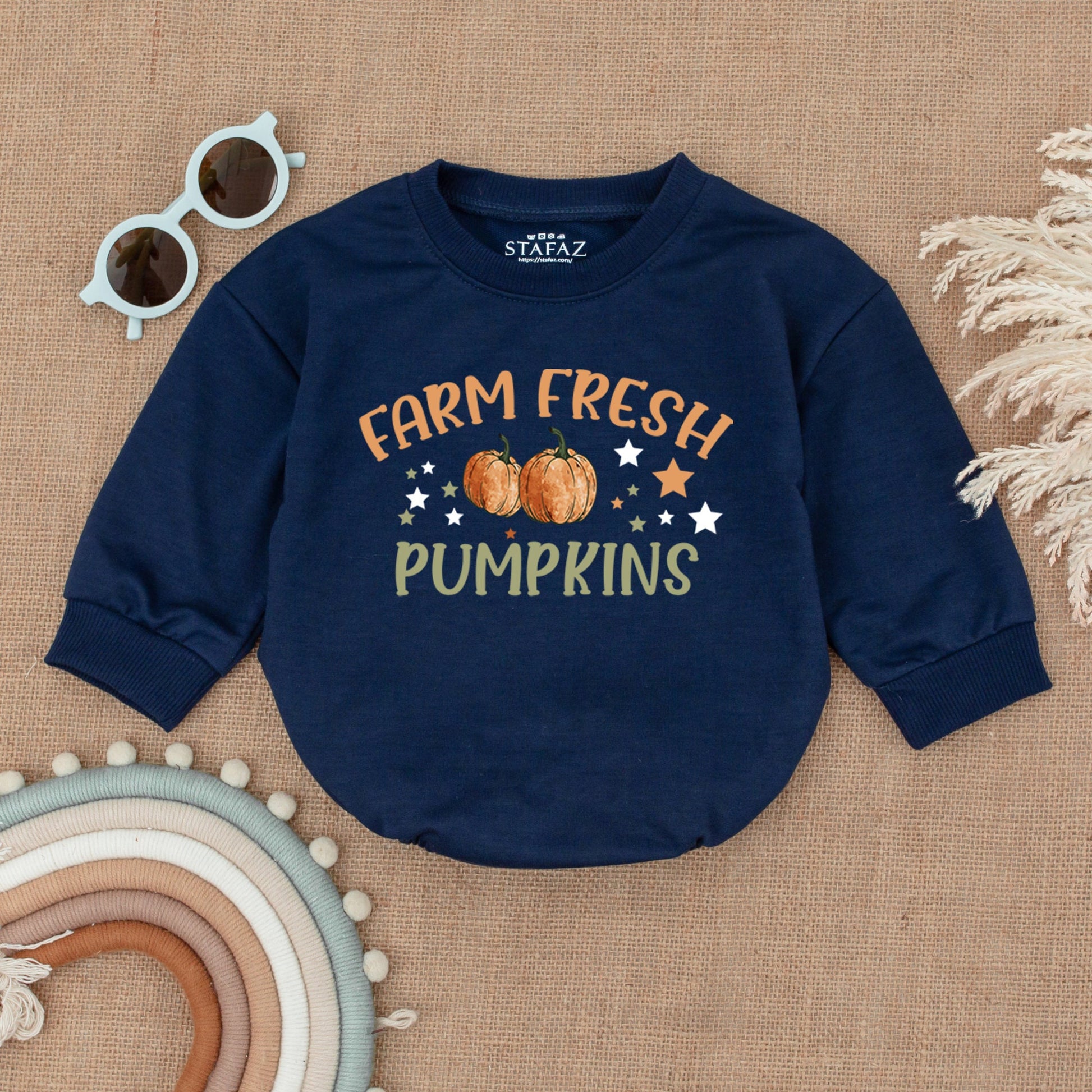 Farm Fresh Pumpkin Patch Bubble Romper, Thanksgiving Outfit, Baby Girl Fall Clothes, Autumn Bodysuit, Little Pumpkin Star Design, Thanksgiving Gift 139