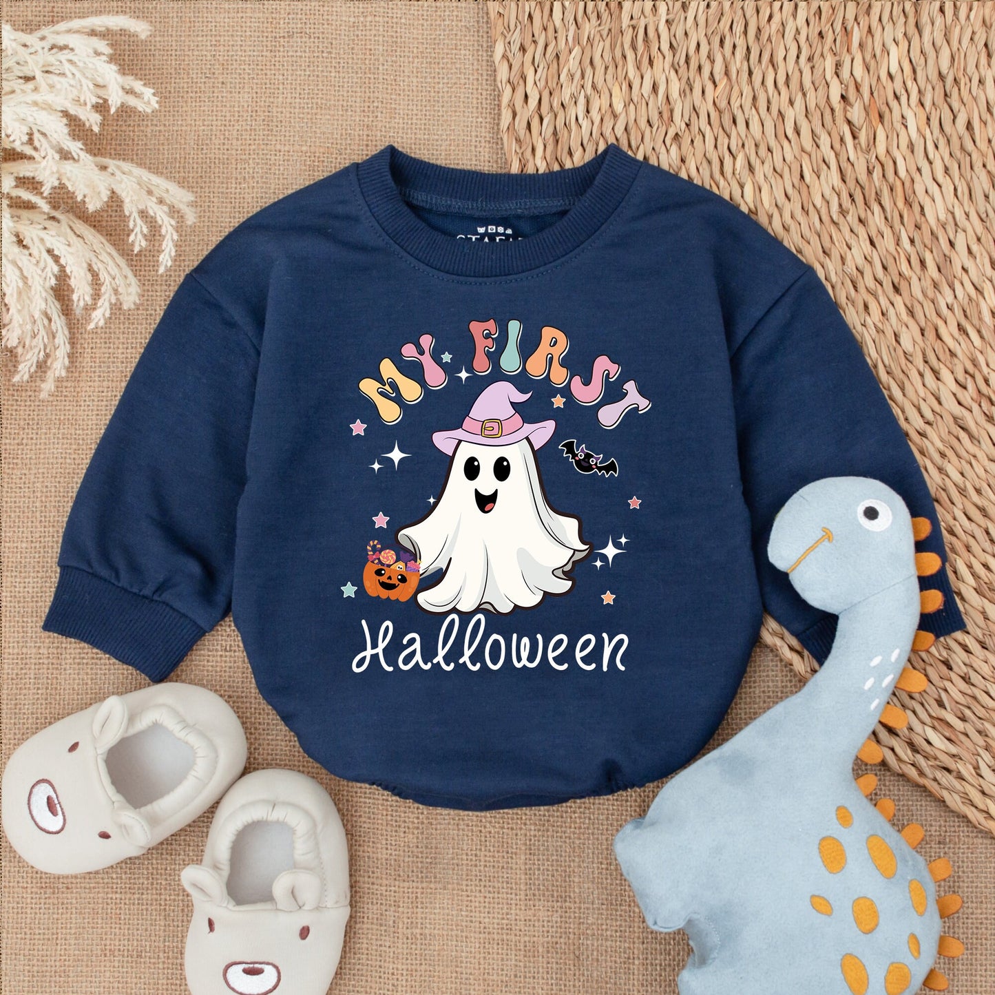 My First Halloween Baby Girl Bodysuit Cute Ghost Pumpkin Witch Hat Romper Infant Spooky Season Outfit