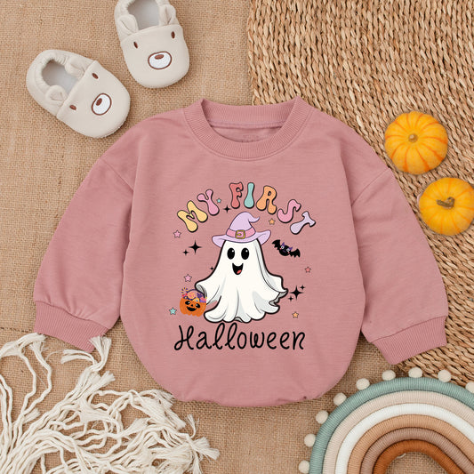 My First Halloween Baby Girl Bodysuit Cute Ghost Pumpkin Witch Hat Romper Infant Spooky Season Outfit