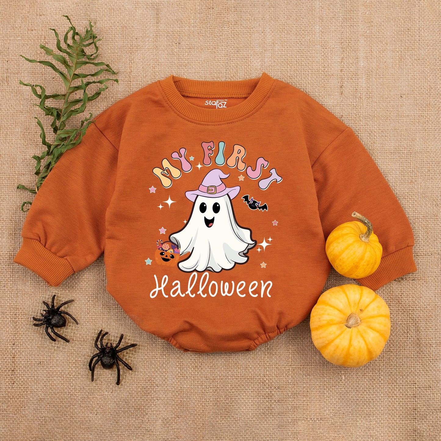 My First Halloween Baby Girl Bodysuit Cute Ghost Pumpkin Witch Hat Romper Infant Spooky Season Outfit