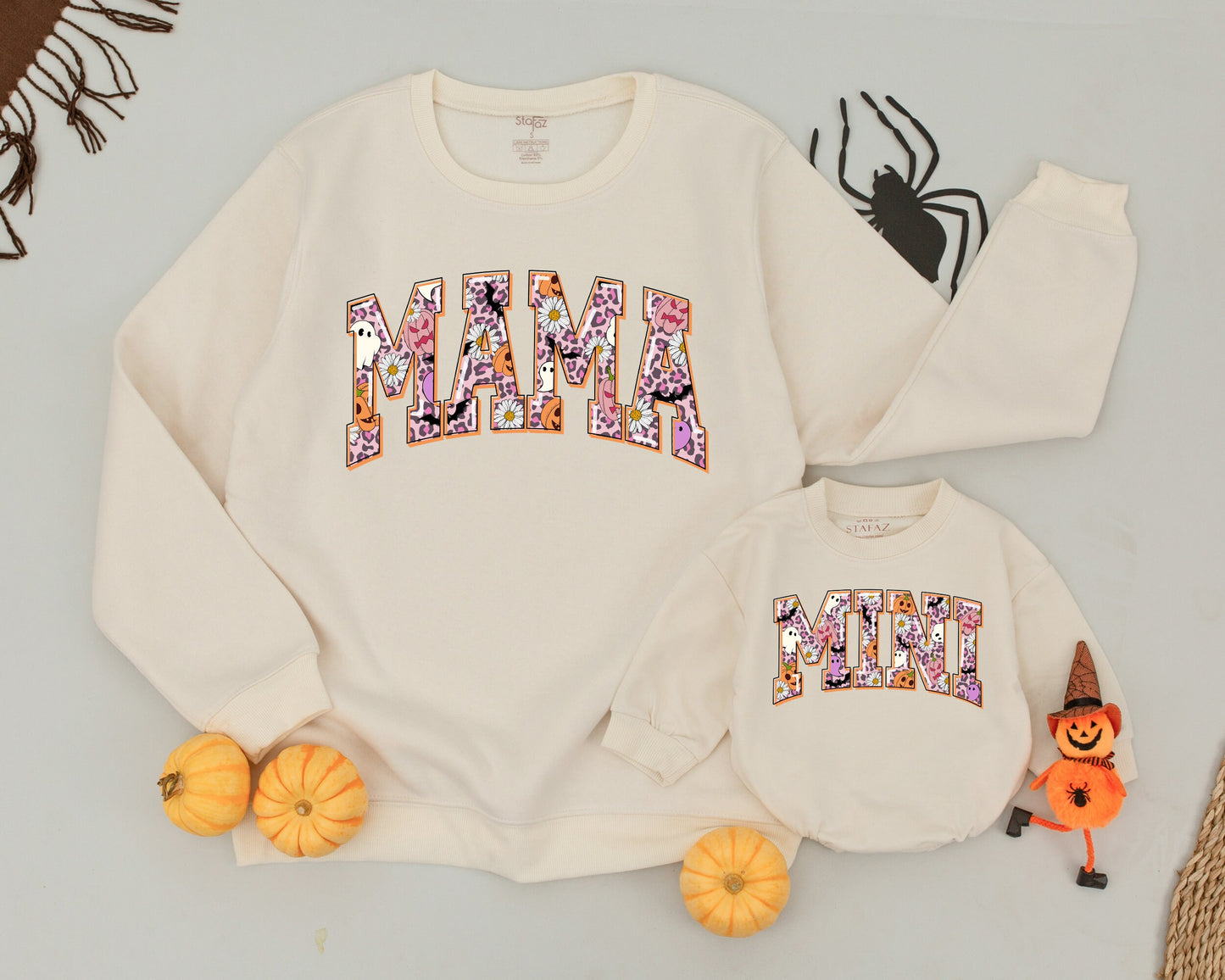 Matching Retro Halloween Sweatshirts: Mama and Mini Ghost Outfit