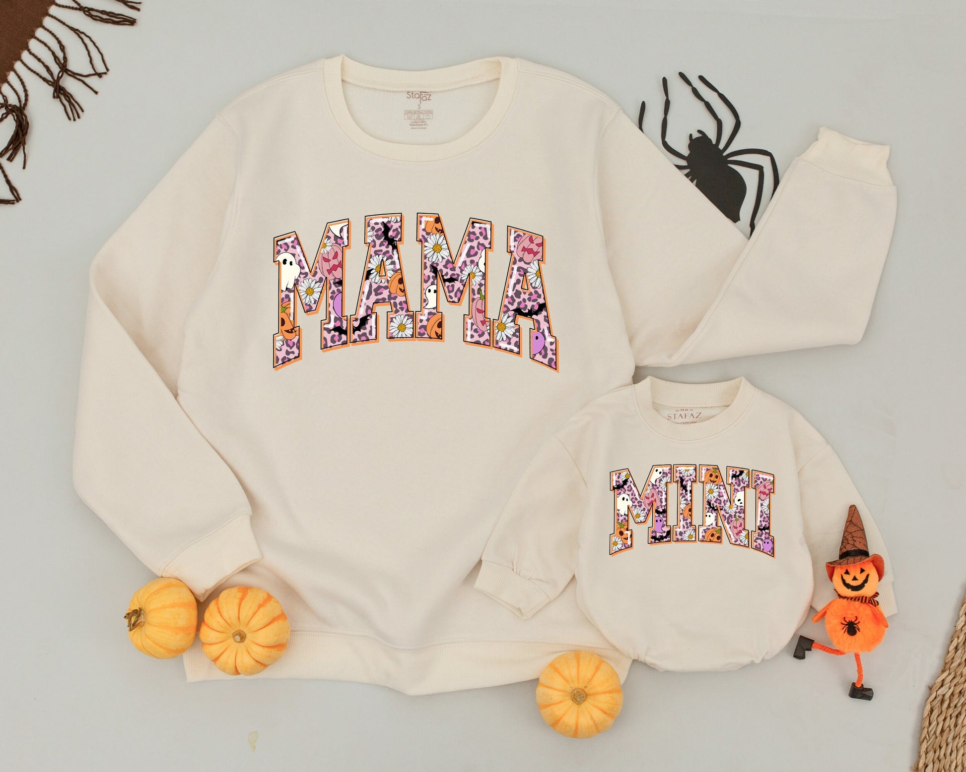 Matching Retro Halloween Sweatshirts: Mama and Mini Ghost Outfit