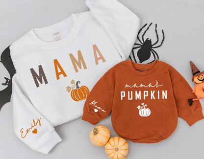 Mama and Mamas Pumpkin Patch Matching Fall Sweatsuit Mommy and Me Cozy Autumn Outfits Kids Thanksgiving Gift