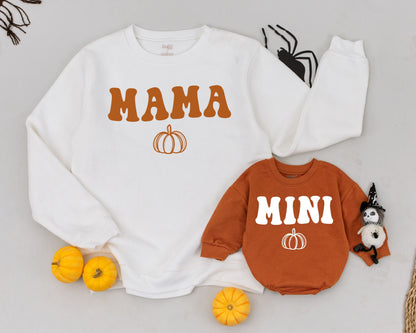 Cozy Matching Pumpkin Sweatshirts for Mom and Baby - Fall Outfits